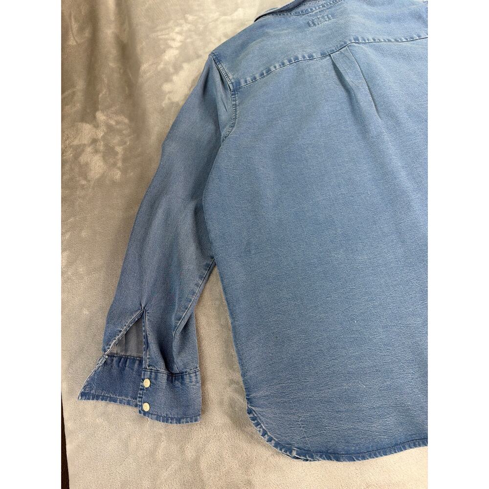 Gap Tencel Denim Utility Boyfriend Shirt Light Indigo Women's XL Double Pocket - Picture 8 of 12